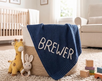 Personalized Nursery Blanket with Custom Baby Name Embroidery, Cozy Newborn Baby Shower Gift Idea