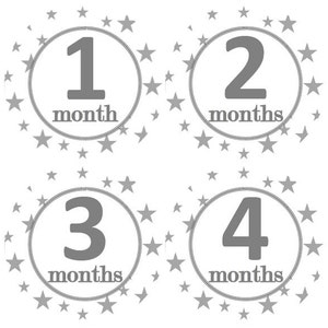 Baby maandelijkse mijlpaal groei Stickers Grey Stars Nursery thema MS906 Baby douche cadeau Baby Foto Prop