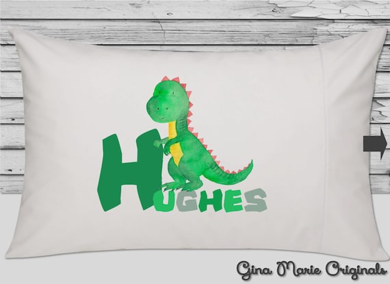 Personalized Pillow Case Pillowcase Dinosaur T-Rex Tyrannosaurus Rex Boy  Girl Toddler Kids Children Baby Birthday Christmas Gift Bedding