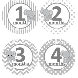 Baby maandelijkse mijlpaal groei Stickers grijze olifant kinderkamer thema MS203 Baby Boy Girl douche cadeau Baby Foto Prop