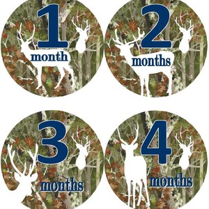 Baby maandelijkse mijlpaal groei Stickers Marine Camo witte herten silhouetten MS511 Baby Boy douche Gift kwekerij foto Prop Baby jacht Hunte