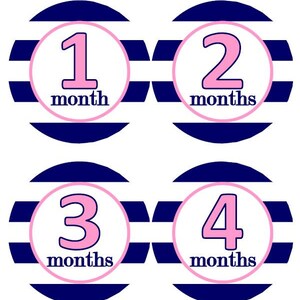 Baby maandelijkse mijlpaal groei Stickers breed Marine Rugby Preppy strepen met roze kwekerij MS121 Baby Boy Girl douche cadeau Baby Foto Prop