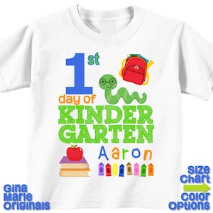 Personalized 1st First Day of Kindergarten Back to School Shirt T-shirt Boy Girl Kids Kindergarten School Tee First Day of School Outfit