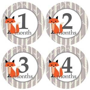 Baby maandelijkse mijlpaal groei Stickers Fox berken bomen bos woud rustieke kinderkamer thema MS817 Baby douche cadeau Baby Foto Prop
