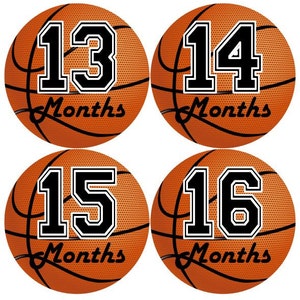 2e tweede jaar 13-24 Baby maandelijkse mijlpaal groei Stickers in basketbal sport MS505 kwekerij thema Baby Boy douche Gift foto Prop