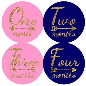 Baby maandelijkse mijlpaal groei Stickers Gold Glitter roze Marine pijlen kinderkamer thema MS804 Baby douche cadeau Baby Foto Prop
