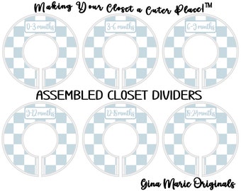 Closet Dividers Boho Chic Checks Squares Custom Labels Baby Boy Girl School Children Adults Days of Week Clothing Shop Owners Holiday Gifts