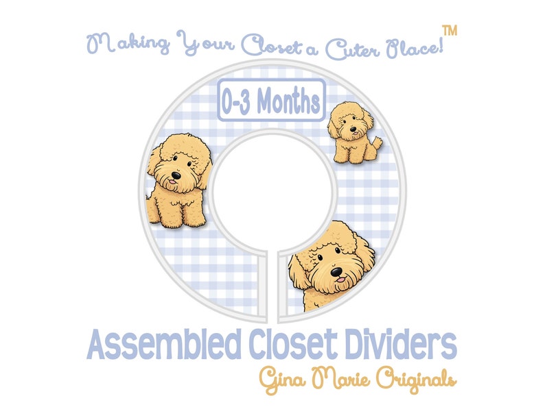 Baby Closet Dividers Goldendoodle Puppies Dogs Pups on Gingham Background Your Choice of Gingham Color Baby Shower Birthday Christmas Gift imagem 2