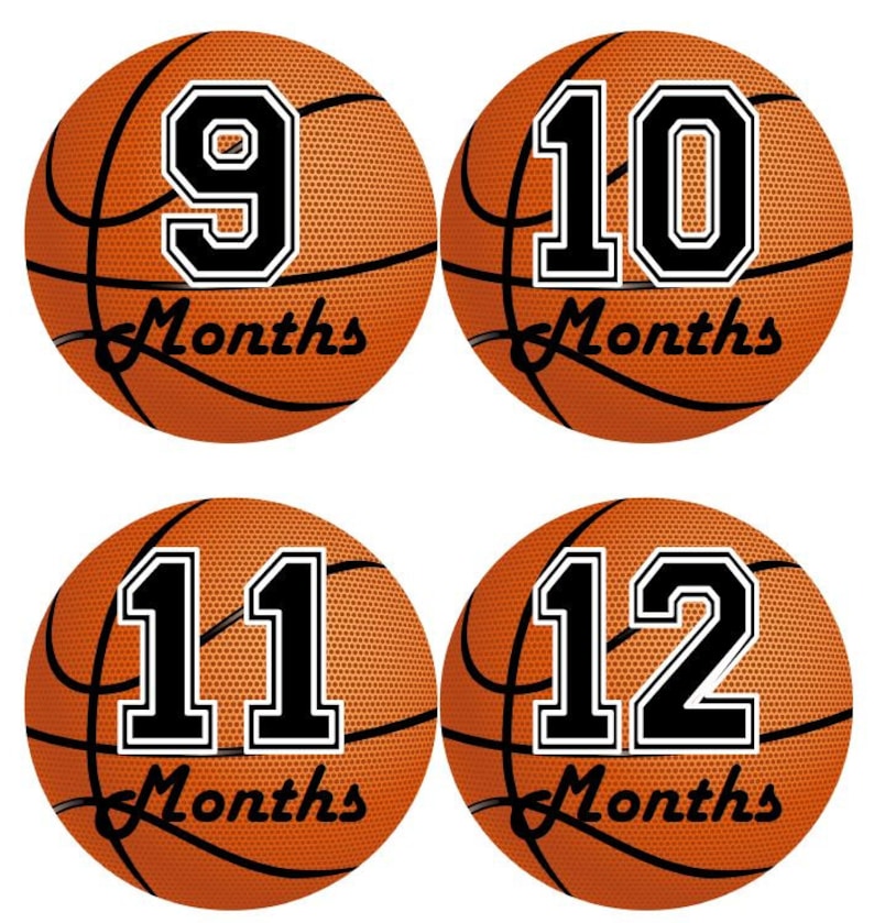 Baby Monthly Milestone Growth Stickers in Basketball Sports Etsy