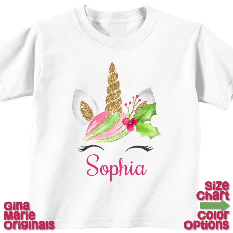 Christmas Unicorn Shirt Personalized Magical Unicorn Christmas T-shirt Bodysuit Girl Kids Children Baby Christmas Gift Stocking Stuffer