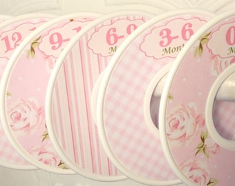 Baby Closet Dividers Clothes Organizers Soft Light Pink Shabby Elegance Floral Roses Flowers CD407 Baby Girl Shower Gift Nursery