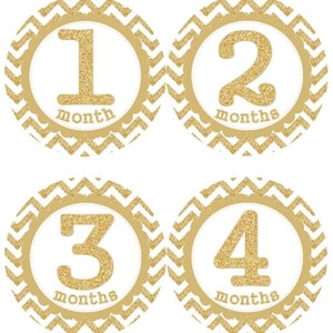 Baby maandelijkse mijlpaal groei Stickers Gold Glitter punthaken kinderkamer thema MS125 Baby douche cadeau Baby Foto Prop