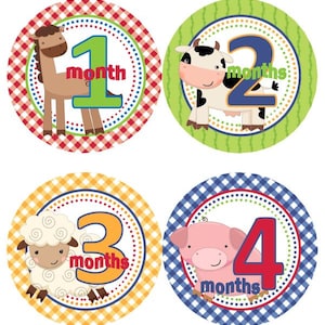 Baby maandelijkse mijlpaal groei Stickers boerderij dieren Baryard varken schapen paard koe MS512 Baby Boy Girl douche Gift kwekerij foto Prop