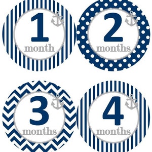Baby maandelijkse mijlpaal groei stickers nautische marine grijze anker kwekerij thema MS608 Baby Shower Gift Baby Photo Prop