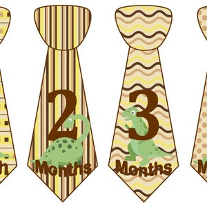 Maandelijkse mijlpaal groei Stickers Onbesneden jongetje banden bruin groen geel dinosaurus kinderkamer thema MS575 Baby Boy douche cadeau Baby Foto Pro