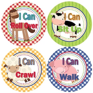 Baby 1e eerste mijlpaal groei Stickers boerderij dieren Baryard varken schapen paard koe MS512 Baby Boy Girl douche Gift kwekerij foto Prop