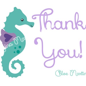 10 personnalisé hippocampes hippocampes lavande papeterie nautique Aqua Notecards Note Merci cartes bébé douche cadeau Sea Horse pépinière