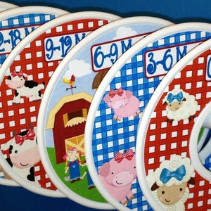 Baby Closet Dividers Organizers Girly Farm Animals Barnyard Pig Sheep Horse Cow Chickens Baby Girl Nursery Shower Gift