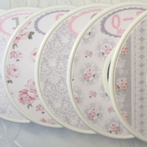 Baby Closet Dividers Clothes Organizers Soft Light Pink Grey Shabby Elegance Floral Roses Flowers CD437 Baby Girl Shower Gift Nursery