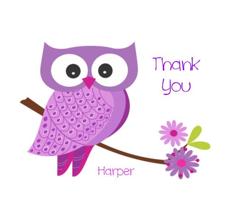 10 Personalized Purple Pink Green Owl Stationery Notecards Etsy