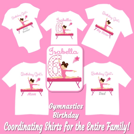 Girl's Gymnastics Birthday Party T Shirt Girl's Gymnastics Birthday Party T Shirt
