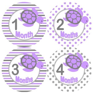 Baby maandelijkse mijlpaal groei Stickers in lavendel Greys zee schildpadden kinderkamer thema MS627 Baby douche cadeau Baby Foto Prop