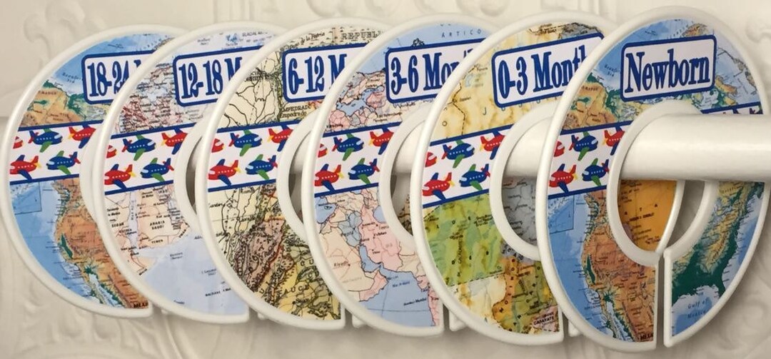 Baby Closet Clothes Dividers World Maps Travel Airplanes Nursery Theme ...