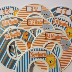 Baby Closet Dividers Organizers Lions Giraffes Elephants Jungle Orange Blue Brown CD829 Baby Boy Nursery Shower Gift image 2