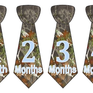 Maandelijkse mijlpaal groei Stickers Onbesneden Boy Tie Camo licht blauwe kwekerij thema MS830 Baby Boy douche cadeau Baby babyfoto