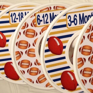 Baby Closet Dividers in Sports Theme Football Navy and Gold Baby Boy Nursery Shower Bedding Gift image 1