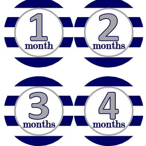 Baby maandelijkse mijlpaal groei Stickers breed Marine Rugby Preppy strepen met grijze kwekerij MS115 babyjongen of meisje douche cadeau Baby Foto Prop