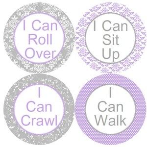 Baby mijlpaal groei Stickers Shabby elegantie lavendel grijs MS401 kwekerij thema Baby douche cadeau Baby Foto Prop