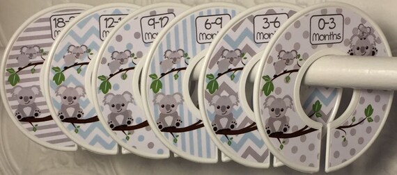Baby Closet Dividers Organizers In Grey Light Baby Blue Koalas Etsy