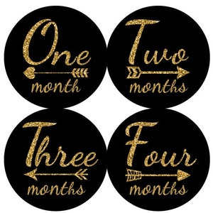 Baby maandelijkse mijlpaal groei Stickers Gold Glitter zwarte pijlen kinderkamer thema MS801 Baby douche cadeau Baby Foto Prop