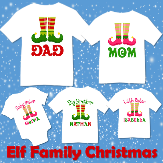 Personalized Christmas Family Matching Elf Elves T shirts Shirt Baby Bodysuit Mom Dad Baby Kids Boy Girl Child Sibling Reunion Cousins Etsy Ireland