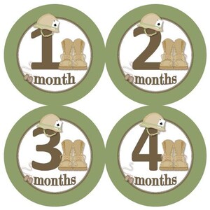 Baby maandelijkse mijlpaal groei Stickers leger mariniers militaire kinderkamer thema groene Tan Brown MS893 Baby douche cadeau Baby Foto Prop
