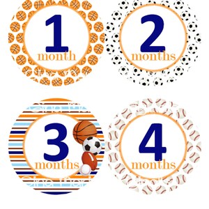 Baby maandelijkse mijlpaal groei Stickers in sport thema basketbal Soccer Honkbal voetbal kinderkamer thema MS537 Baby Boy douchegift