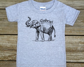 Personalized Jungle Elephant Safari Birthday Party Shirt T-shirt Bodysuit - Shirt in White, Grey, Blue, Pink