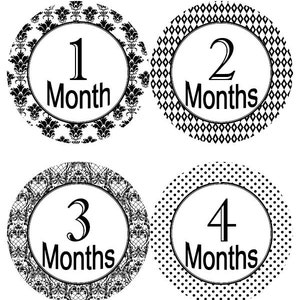 Baby maandelijkse mijlpaal groei Stickers Shabby Elegance zwart witte kinderkamer thema MS406 Baby douche cadeau Baby Foto Prop