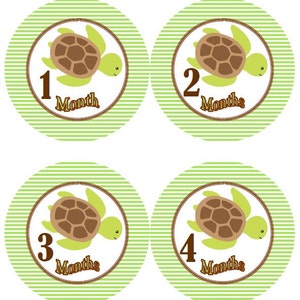 Baby maandelijkse mijlpaal groei Stickers in Green Brown Sea Turtles kinderkamer thema MS554 Baby douche cadeau Baby Foto Prop
