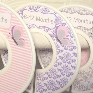 Baby Closet Dividers Pink Lavender Grey Shabby Elegance Butterfly Butterflies CD568 Baby Girl Nursery Shower Gift Clothes Organizers