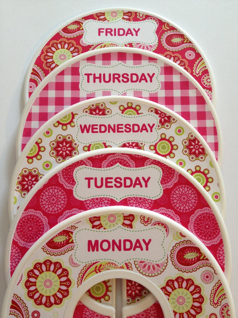 Closet Dividers Pretty Pink Paisleys Days of Week Back to School CD531 Girl Christmas Stocking Stuffer Gift image 1