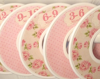 Baby Closet Dividers Clothes Organizers Vintage Pink Tan Shabby Elegance Floral Roses Flowers CD410 Baby Girl Shower Gift Nurser