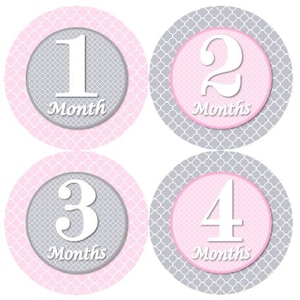 Baby maandelijkse mijlpaal groei Stickers licht roze grijs klaver kinderkamer thema MS864 Baby douche cadeau Baby Foto Prop