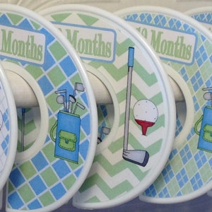 Baby Closet Dividers Blue Green Golf Golfing Golf Clubs Golf Balls Preppy Golf CD521 Baby Boy Shower Gift Nursery Closet Organizers image 1