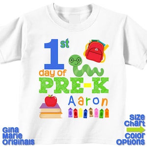 Personalized 1st First Day of Pre-K Preschool Back to School Shirt T-shirt Boy Girl Kids Pre-K School Tee First Day of School Outfit