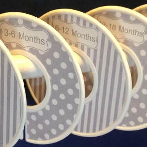 Baby Closet Dividers Organizers in Grey and White Dots and Stripes CD100 -  Baby Boy Girl Closet Clothes Organizers
