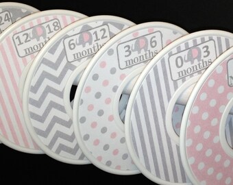 Baby Closet Dividers Organizers Soft Baby Pink and Grey Elephants Dots Stripes Chevrons CD207 Baby Girl Nursery Shower Gift