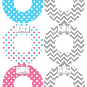 Baby Closet Organizers - Set of 6 Modern  Color Chevrons and Dots - Baby Boy Girl Shower Gift Nursery - You Choose the Colors