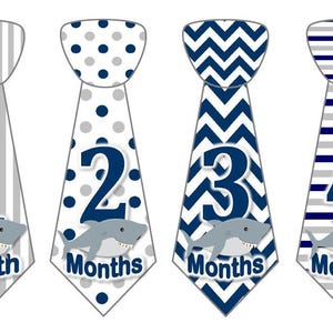 Baby maandelijkse mijlpaal groei Stickers Onbesneden Boy banden Baby Marine grijs haaien nautische kinderkamer thema MS631 Baby Boy douchegift